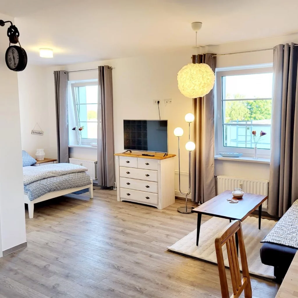 Einblick in den Wohnraum der Ferienwohnung